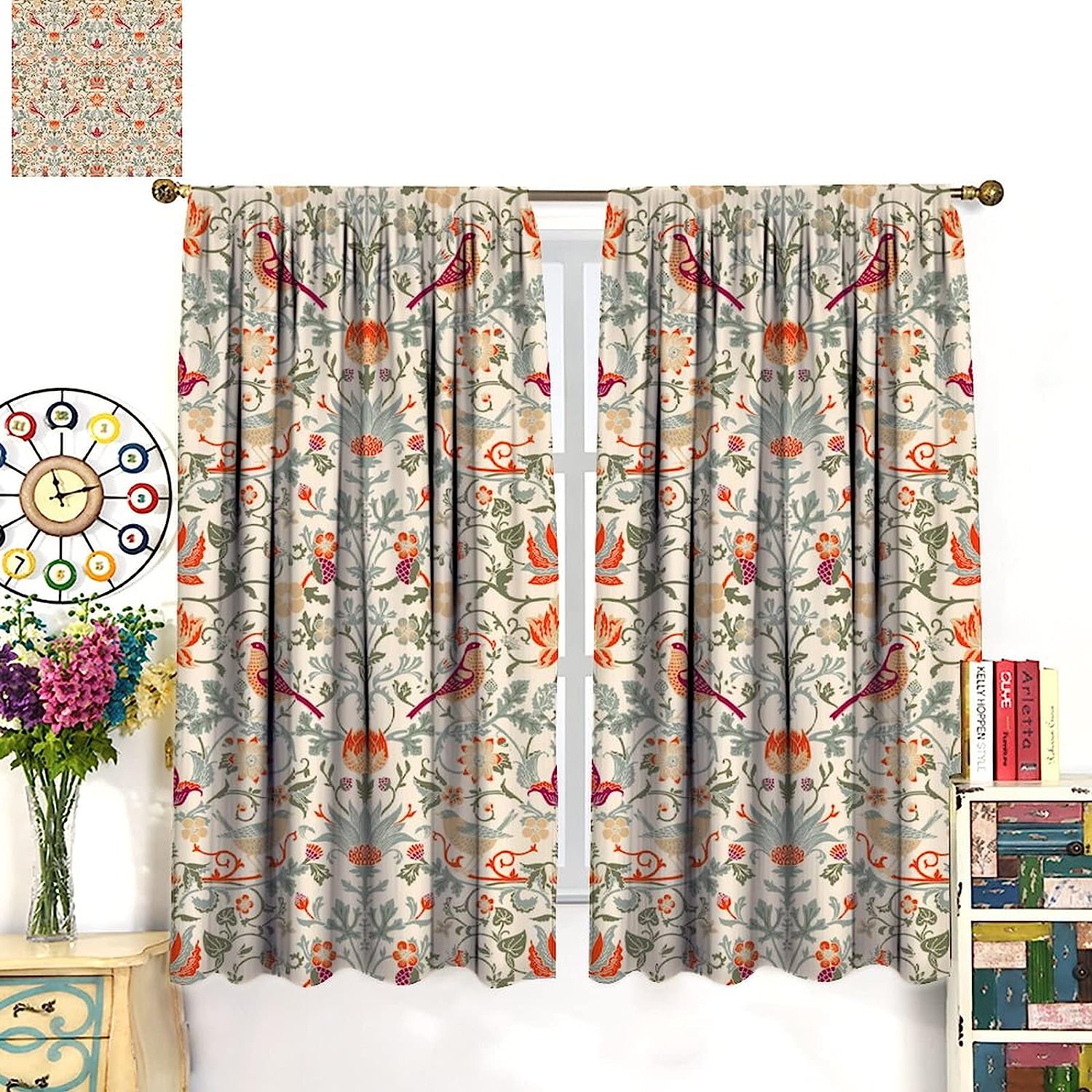 William Morris Bohemian Curtains - Retro Original Design Perfect For Home Decoration - Image 3