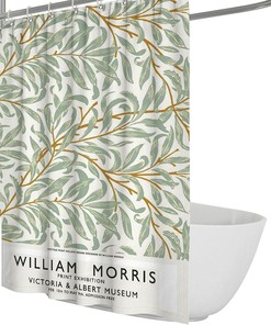 William Morris Bright Green Plant Shower Curtain for a Vibrant and Refreshing Bathroom Decor