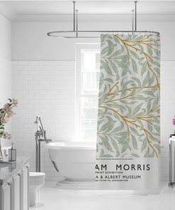 William Morris Bright Green Plant Shower Curtain for a Vibrant and Refreshing Bathroom Decor