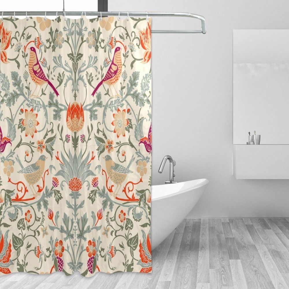 William Morris Flower Shower Curtain - Waterproof for Bathroom Bathtubs