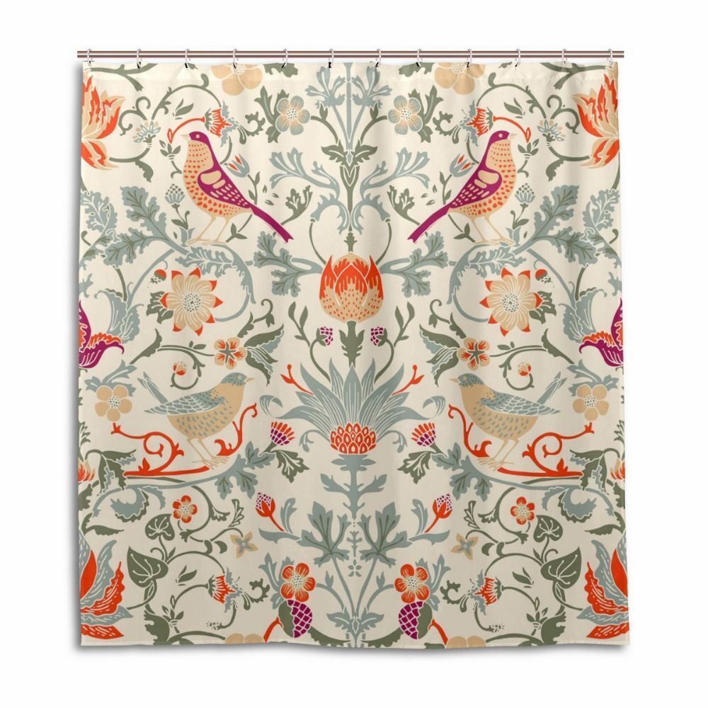 William Morris Flower Shower Curtain - Waterproof for Bathroom Bathtubs