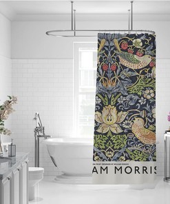 William Morris Flower and Bird Shower Curtain for a Nature-inspired and Serene Bathroom Decor