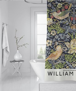 William Morris Flower and Bird Shower Curtain for a Nature-inspired and Serene Bathroom Decor