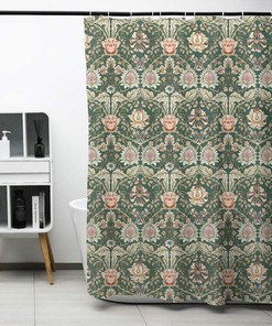 William Morris Honeysuckle Flower Print Shower Curtain For Classic Bathroom Decor