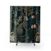 William Morris Inspired Bunny and Forest Shower Curtain for Farmhouse Bathroom 