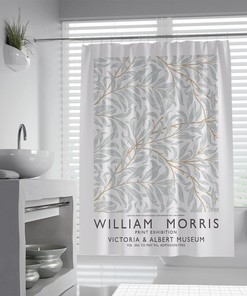 William Morris Leaves Print Shower Curtain - Dry and Wet Separation Partition Curtain