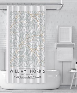 William Morris Leaves Print Shower Curtain - Dry and Wet Separation Partition Curtain