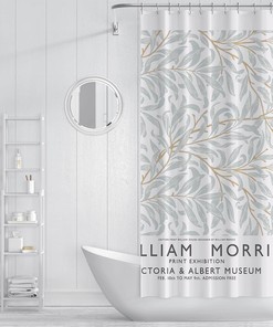 William Morris Leaves Print Shower Curtain - Dry and Wet Separation Partition Curtain