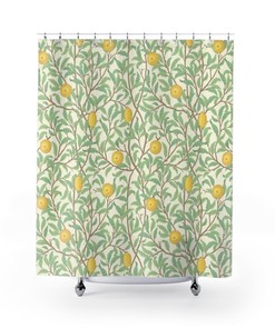 William Morris Lemon Grove Tree Pattern Vintage English Bathroom Accessory with Antique Print Bathroom Shower Curtain