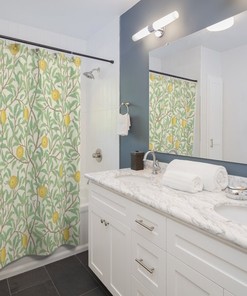 William Morris Lemon Grove Tree Pattern Vintage English Bathroom Accessory with Antique Print Bathroom Shower Curtain