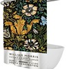 William Morris Minimalist Green Plant Yellow Flower Shower Curtain for a Modern and Chic Bathroom Decor
