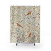 William Morris Newill Owl & Pheasant Vintage English Bathroom Accessory with Antique Ivory Print Bathroom Shower Curtain