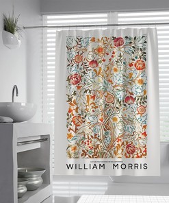 William Morris Orange Flower Shower Curtain - Modern Simple Art Bathroom Decor