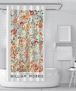 William Morris Orange Flower Shower Curtain - Modern Simple Art Bathroom Decor