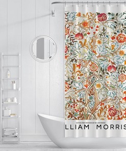 William Morris Orange Flower Shower Curtain - Modern Simple Art Bathroom Decor