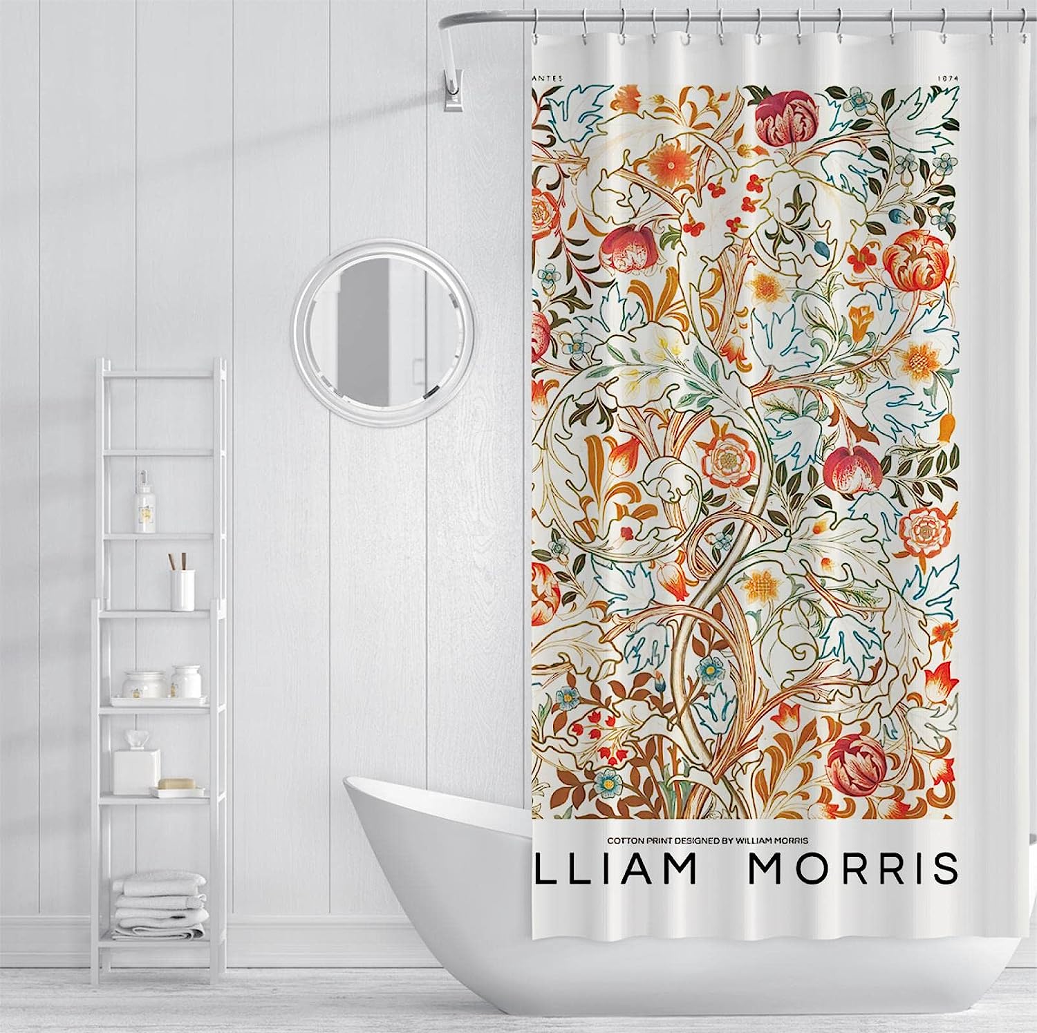 William Morris Orange Flower Shower Curtain - Modern Simple Art Bathroom Decor