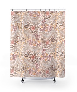 William Morris Pink Flower Shower Curtain - Elegant Pink And Yellow Floral Print, Nature Curtain Theme