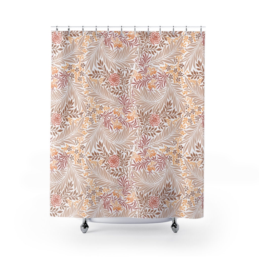 William Morris Pink Flower Shower Curtain - Elegant Pink And Yellow Floral Print, Nature Curtain Theme