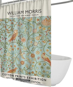 William Morris Plant and Owl Waterproof Shower Curtain for a Chic and Nature-inspired Bathroom Decor