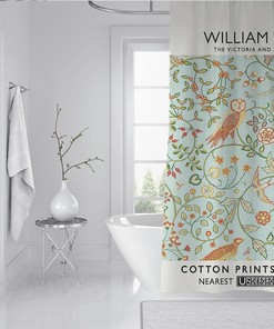 William Morris Plant and Owl Waterproof Shower Curtain for a Chic and Nature-inspired Bathroom Decor