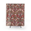 William Morris Strawberry Thief Shower Curtain, Red Floral Pattern, English Country Home Decor