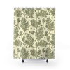 William Morris Style Cream Olive Green Leaves Pattern Shower Curtain, Artistic Bohemian Design for Leaf Vine Art