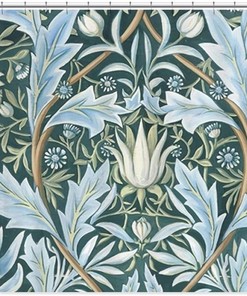 William Morris Wallpaper Print Shower Curtain, Decorative Fabric Bath Curtain