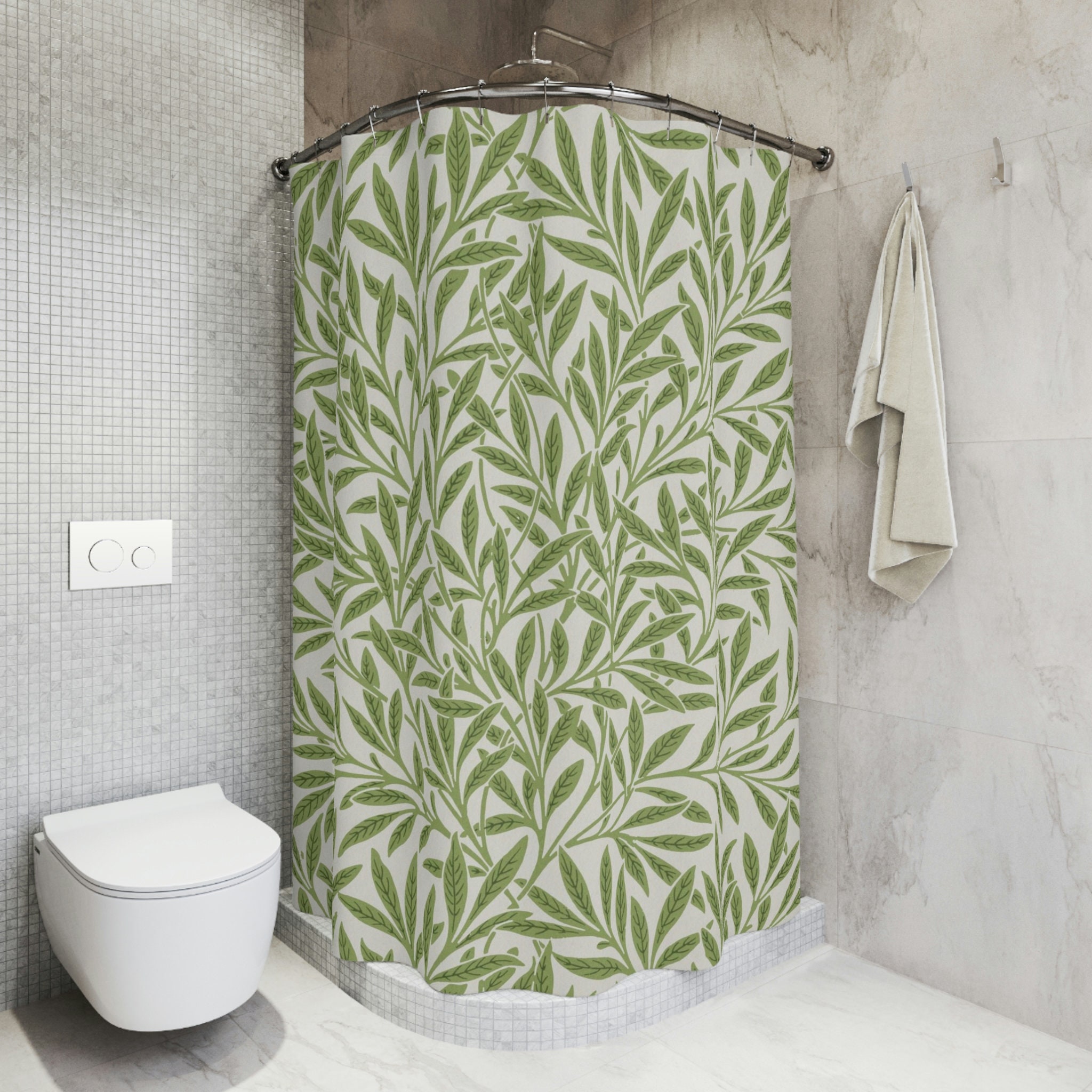 William Morris Willow Pattern Shower Curtain in Vintage-Inspired Design for the Modern Romantic Bathroom