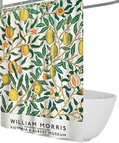 William Morris Yellow Lemon and Green Branch Shower Curtain for a Refreshing and Vibrant Bathroom Decor