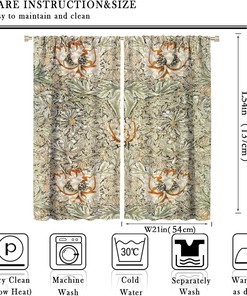 William Morris-Inspired Vintage Art Blackout Curtains in Honeysuckle Vintage Floral Design for Your Living Room