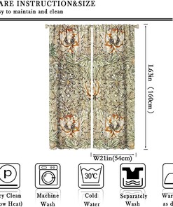 William Morris-Inspired Vintage Art Blackout Curtains in Honeysuckle Vintage Floral Design for Your Living Room