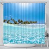 Window Sea View Island Swim Shower Curtain for Beachy Bathroom Decor