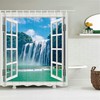 Window Waterfall View Shower Curtain, Waterproof and Durable Bathroom Decor