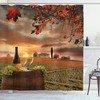 Winery Shower Curtain, Chianti Tuscany Vineyard Sunset Print, Cloth Fabric Bathroom Decor, Apple Green
