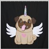 Winged Pug Unicorn Print Shower Curtain for Cute Bathroom Decor