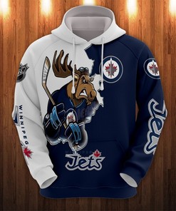 Winnipeg Jets 3D Cartoon Graphic Zip-Up Hoodie For Fans