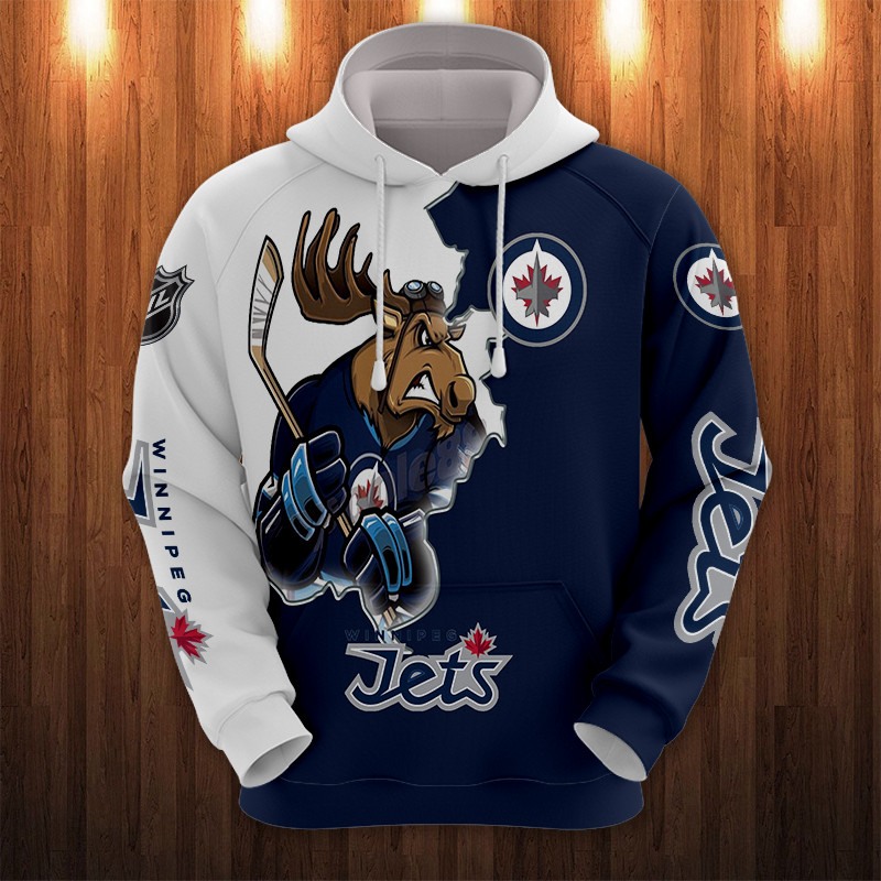Winnipeg Jets 3D Cartoon Graphic Zip-Up Hoodie For Fans
