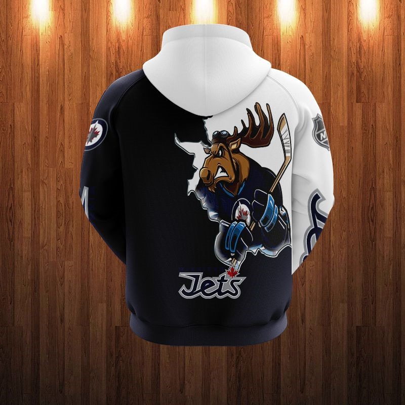 Winnipeg Jets 3D Cartoon Graphic Zip-Up Hoodie For Fans