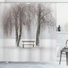 Winter Bench Trees Snowflakes Print Shower Curtain 