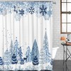 Winter Blue Snowflake Fabric Shower Curtain For Holiday-Themed Bathroom Decor