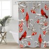 Winter Cardinals Berry on Grey Vintage Bathroom Shower Curtain