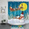Winter Christmas Shower Curtain - Santa Elk Sleigh Bathroom Decor
