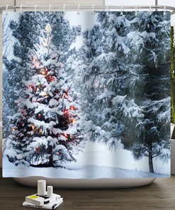 Winter Christmas Tree Shower Curtain For A Festive Bathroom Decor