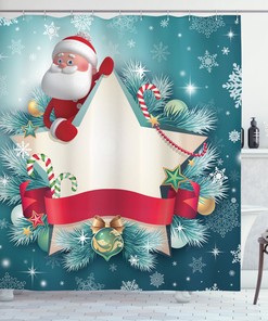 Winter Day Snowflake Print Fabric Shower Curtain For Holiday-Themed Bathroom Decor