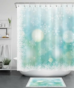 Winter Fantasy Shower Curtain - Merry Christmas Snowflake Bathroom