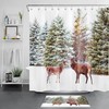 Winter Forest Animal Elk Shower Curtain for Bathroom Decor 