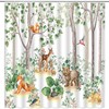 Winter Forest Animal Shower Curtain For Cozy Cabin Bathroom