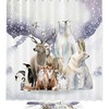 Winter Forest Animal Shower Curtain with Bear, Fox, and Penguin 