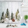 Winter Forest Landscape Owl Shower Curtain for Christmas Bathroom Decor
