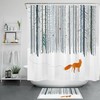 Winter Forest Scene Shower Curtain With Cardinal And Fox Print